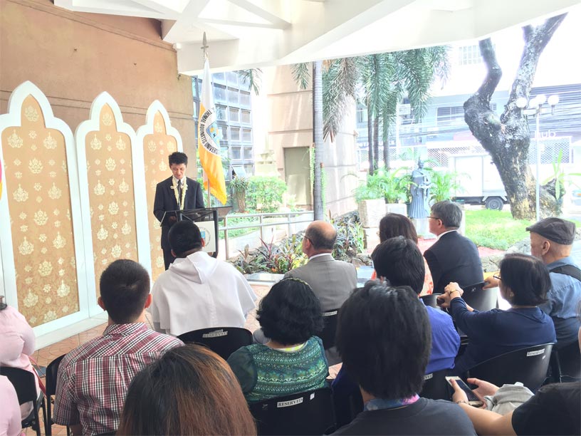 Director Nakamura delivering his speech.