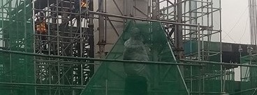 Takayama statue is wrapped in industrial tape