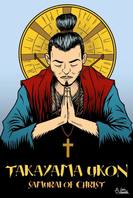This ‘estampita’ shows Blessed Justo Takayama Ukon with a Samurai topknot and a ‘halo.’